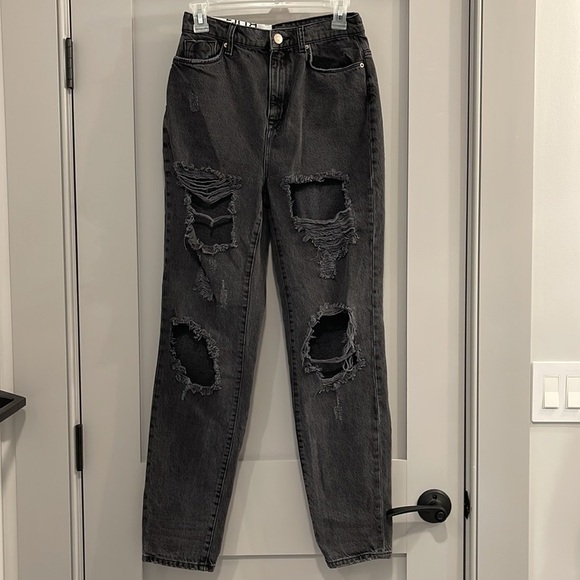 NEW BDG UO Grunge High Rise Mom Distressed Jeans Black Grey 25 goth y2k - Picture 6 of 13